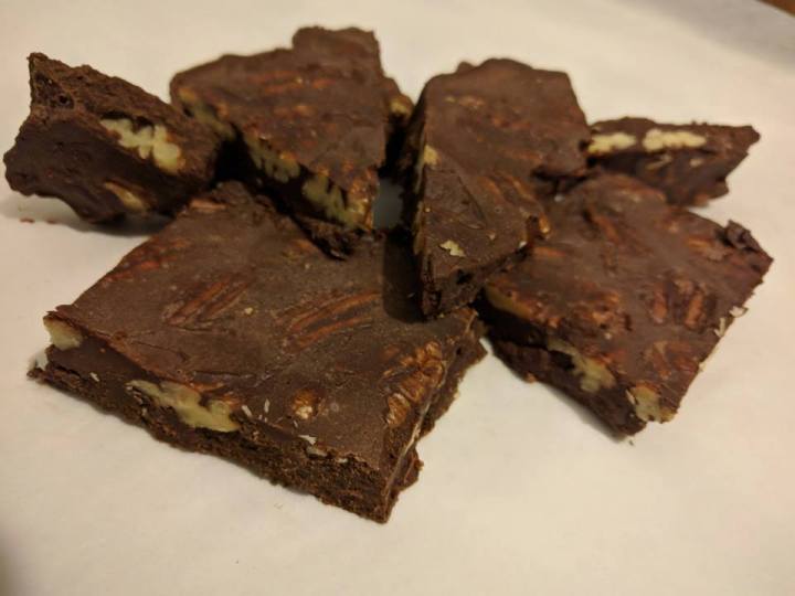 Homemade Chocolate with pecan nuts